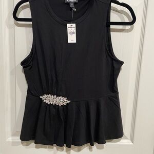 Express Black Sleeveless Top with Embellishment